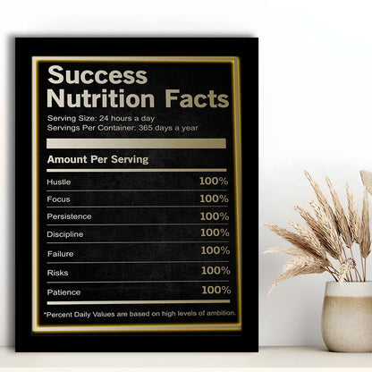 Neon Art Success Nutrition Facts, Framed Art Print, Picture Framed Wall Art Decor