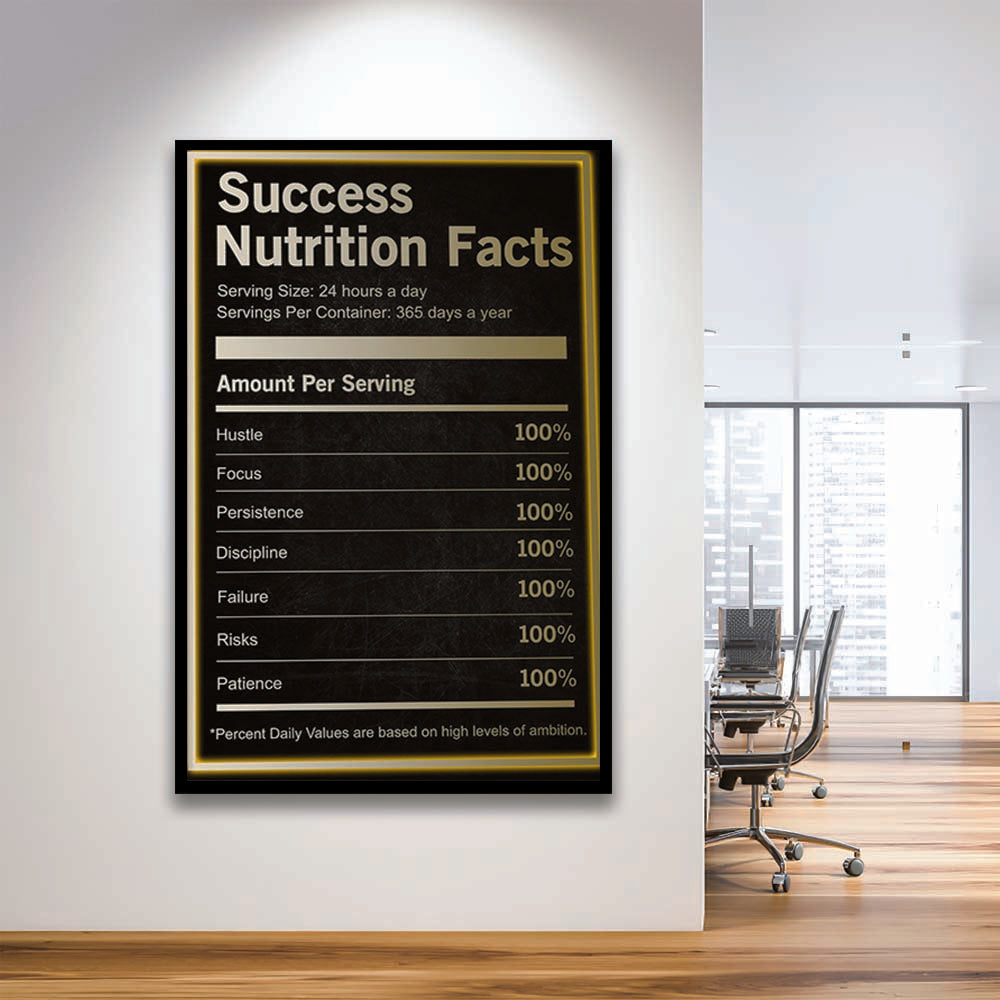 Neon Art Success Nutrition Facts, Framed Art Print, Picture Framed Wall Art Decor