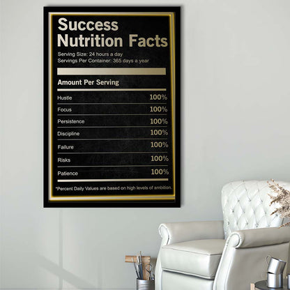 Neon Art Success Nutrition Facts, Framed Art Print, Picture Framed Wall Art Decor