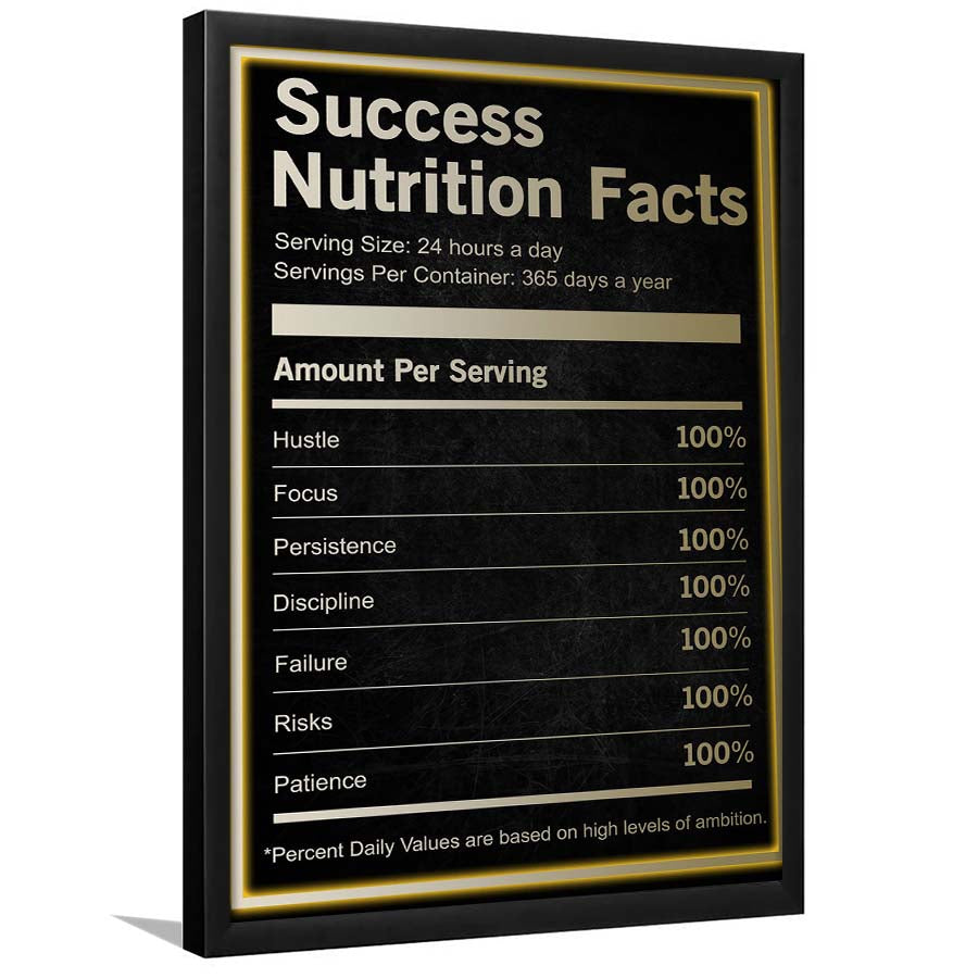 Neon Art Success Nutrition Facts, Framed Art Print, Picture Framed Wall Art Decor