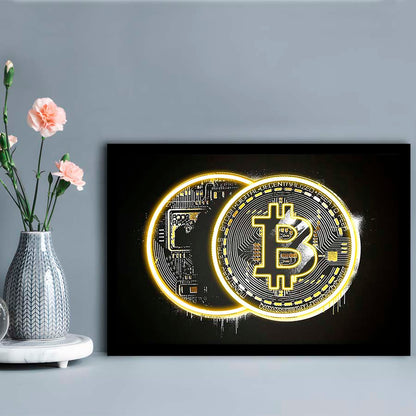 Neon Light Art  Bitcoin Art Print, Framed Art Print Wall Decor, Neon Art Print, Picture Framed