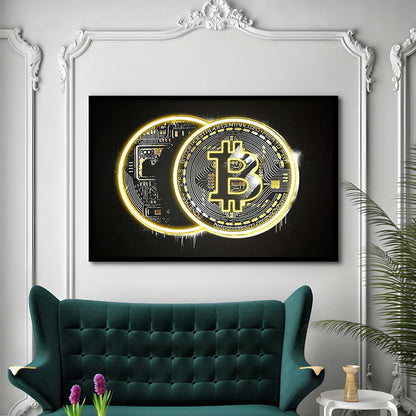Neon Light Art  Bitcoin Art Print, Framed Art Print Wall Decor, Neon Art Print, Picture Framed
