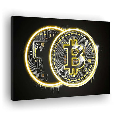 Neon Light Art  Bitcoin Art Print, Canvas Print Wall Art, Wall Decor, Neon Effect Art