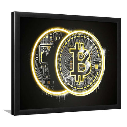 Neon Light Art  Bitcoin Art Print, Framed Art Print Wall Decor, Neon Art Print, Picture Framed