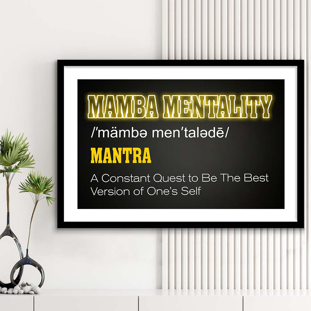 Neon Light Art  Mamba Mentality Art Print, Framed Art Print Wall Decor, White Border, Framed Picture