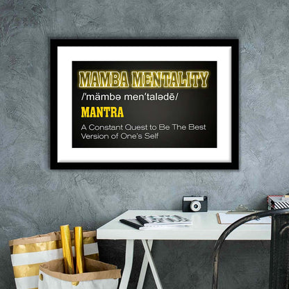 Neon Light Art  Mamba Mentality Art Print, Framed Art Print Wall Decor, White Border, Framed Picture