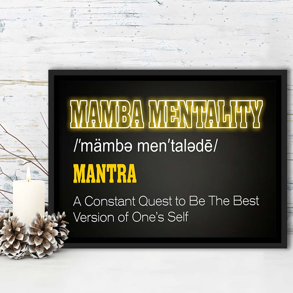Neon Light Art  Mamba Mentality Art Print, Framed Canvas Print Wall Art Decor, Floating Frame, Neon Effect Art