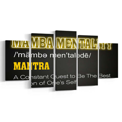 Neon Light Art  Mamba Mentality Art Print, 5 Panel Mixed Canvas Print Wall Art, Home Decor, Neon Canvas