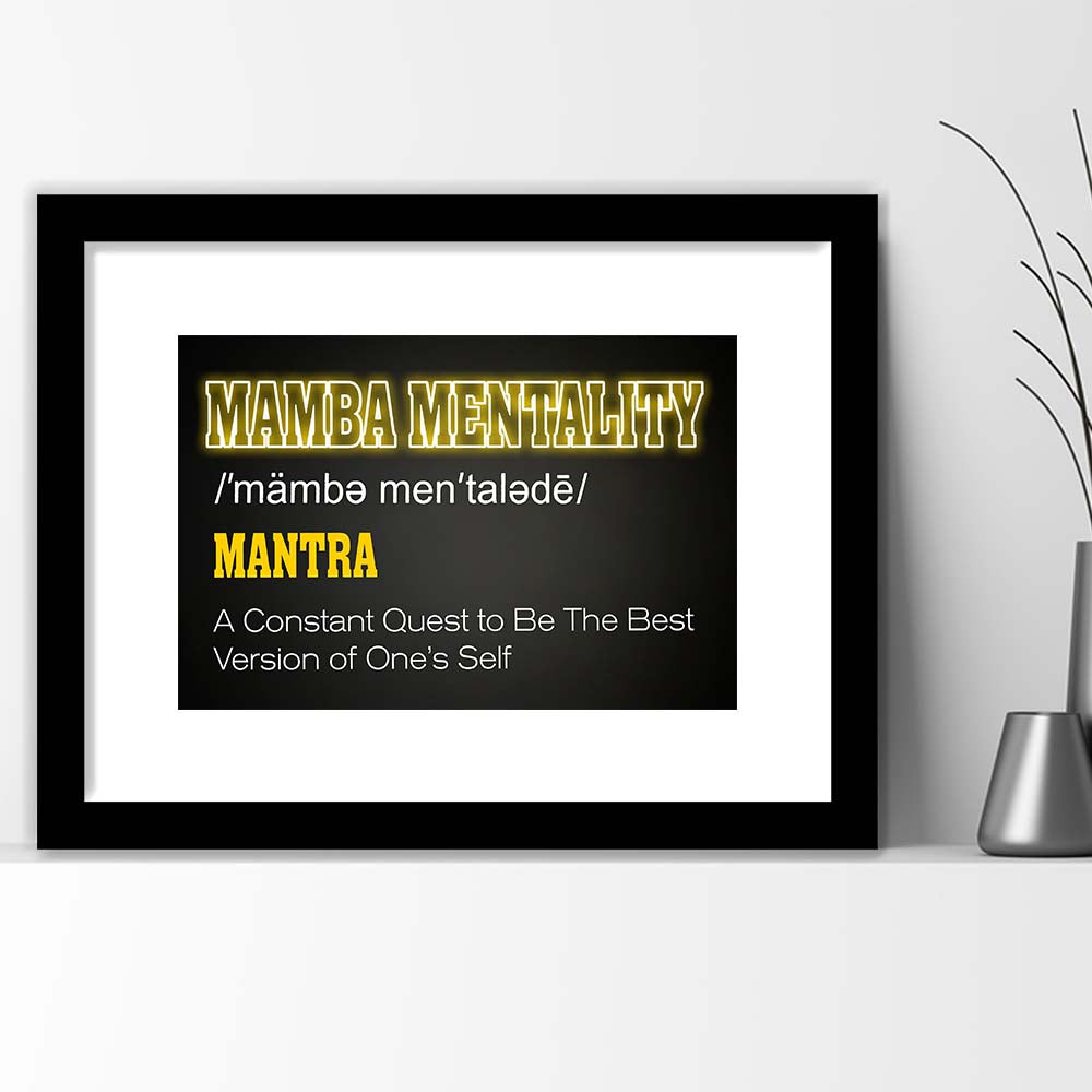 Neon Light Art  Mamba Mentality Art Print, Framed Art Print Wall Decor, White Border, Framed Picture