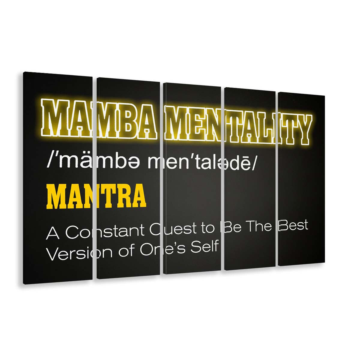 Neon Light Art  Mamba Mentality Art Print, Extra Large 5 Panels Multi Canvas Print Wall Art, Home Decor