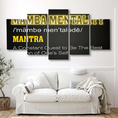 Neon Light Art  Mamba Mentality Art Print, 5 Panel Mixed Canvas Print Wall Art, Home Decor, Neon Canvas