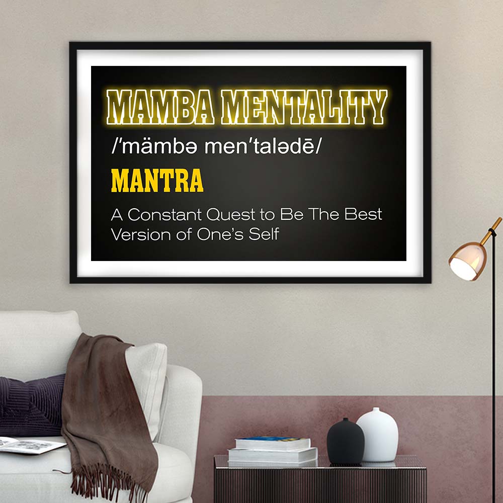 Neon Light Art  Mamba Mentality Art Print, Framed Art Print Wall Decor, White Border, Framed Picture