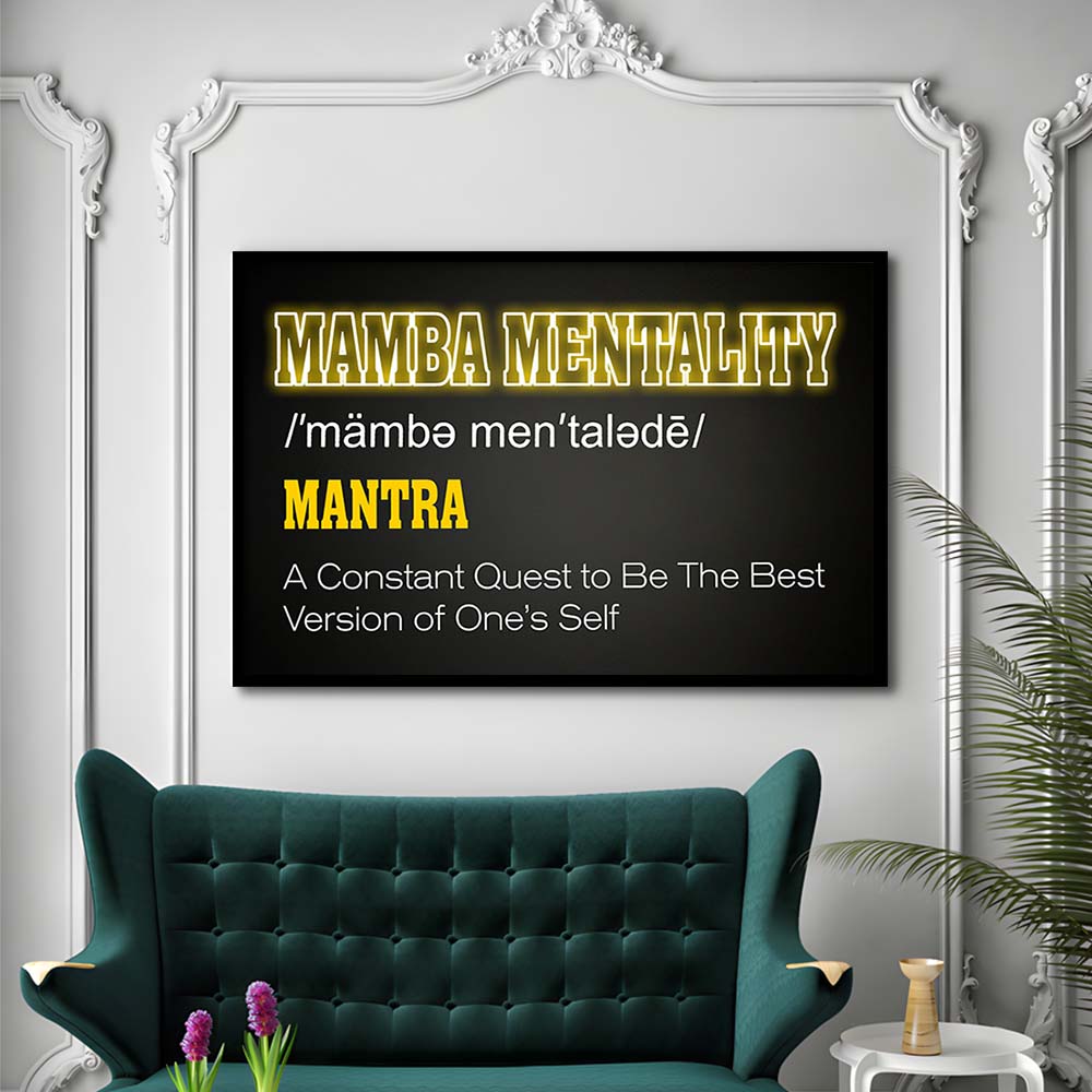 Neon Light Art  Mamba Mentality Art Print, Framed Art Print Wall Decor, Neon Art Print, Picture Framed