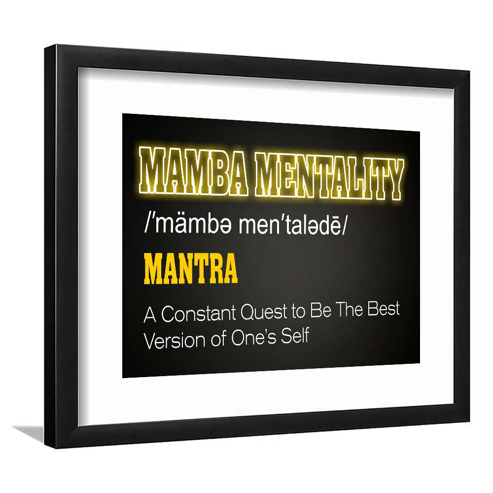 Neon Light Art  Mamba Mentality Art Print, Framed Art Print Wall Decor, White Border, Framed Picture