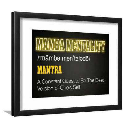 Neon Light Art  Mamba Mentality Art Print, Framed Art Print Wall Decor, White Border, Framed Picture