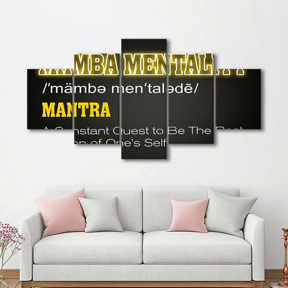 Neon Light Art  Mamba Mentality Art Print, 5 Panel Mixed Canvas Print Wall Art, Home Decor, Neon Canvas
