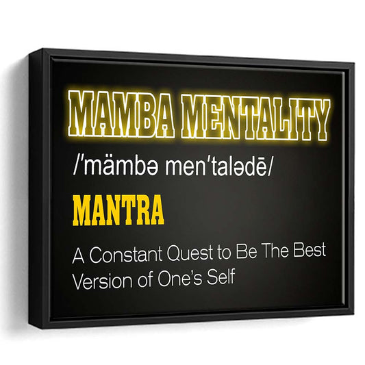 Neon Light Art  Mamba Mentality Art Print, Framed Canvas Print Wall Art Decor, Floating Frame, Neon Effect Art