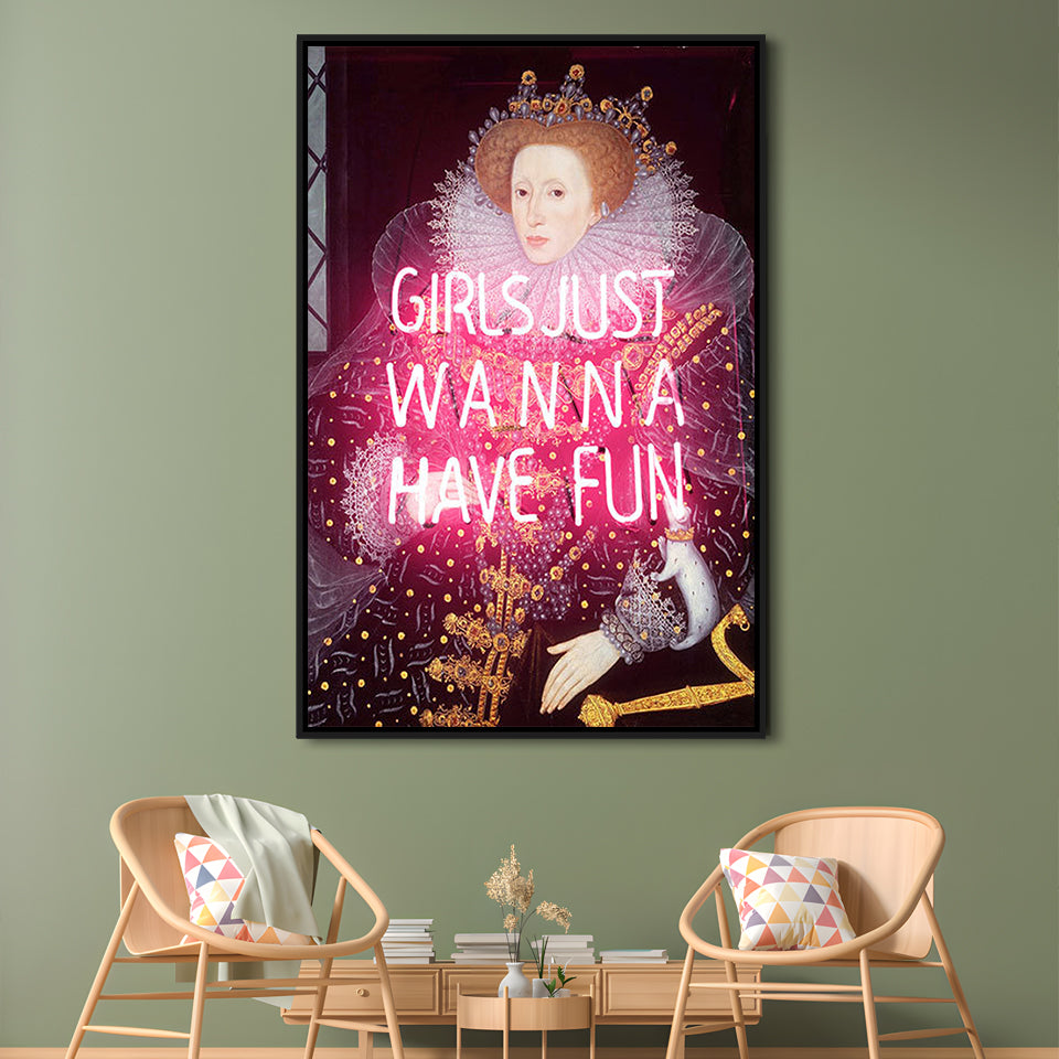 Neon Queen Altered Art Print, Pink Maximalist Print, Pink Wall Print, Framed Canvas Prints Wall Art