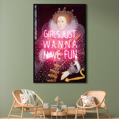 Neon Queen Altered Art Print, Pink Maximalist Print, Pink Wall Print, Framed Canvas Prints Wall Art