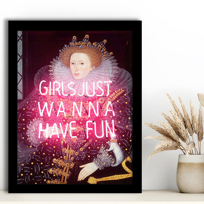 Neon Queen Altered Art Print, Pink Maximalist Print, Pink Wall Print, Framed Art Prints Wall Decor