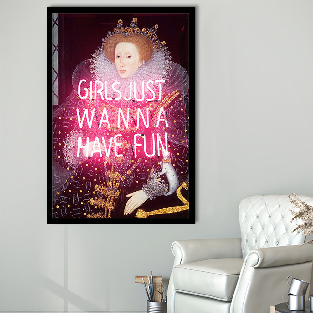 Neon Queen Altered Art Print, Pink Maximalist Print, Pink Wall Print, Framed Art Prints Wall Decor