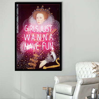 Neon Queen Altered Art Print, Pink Maximalist Print, Pink Wall Print, Framed Art Prints Wall Decor