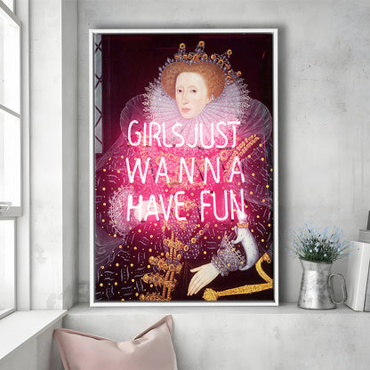 Neon Queen Altered Art Print, Pink Maximalist Print, Pink Wall Print, Framed Canvas Prints Wall Art