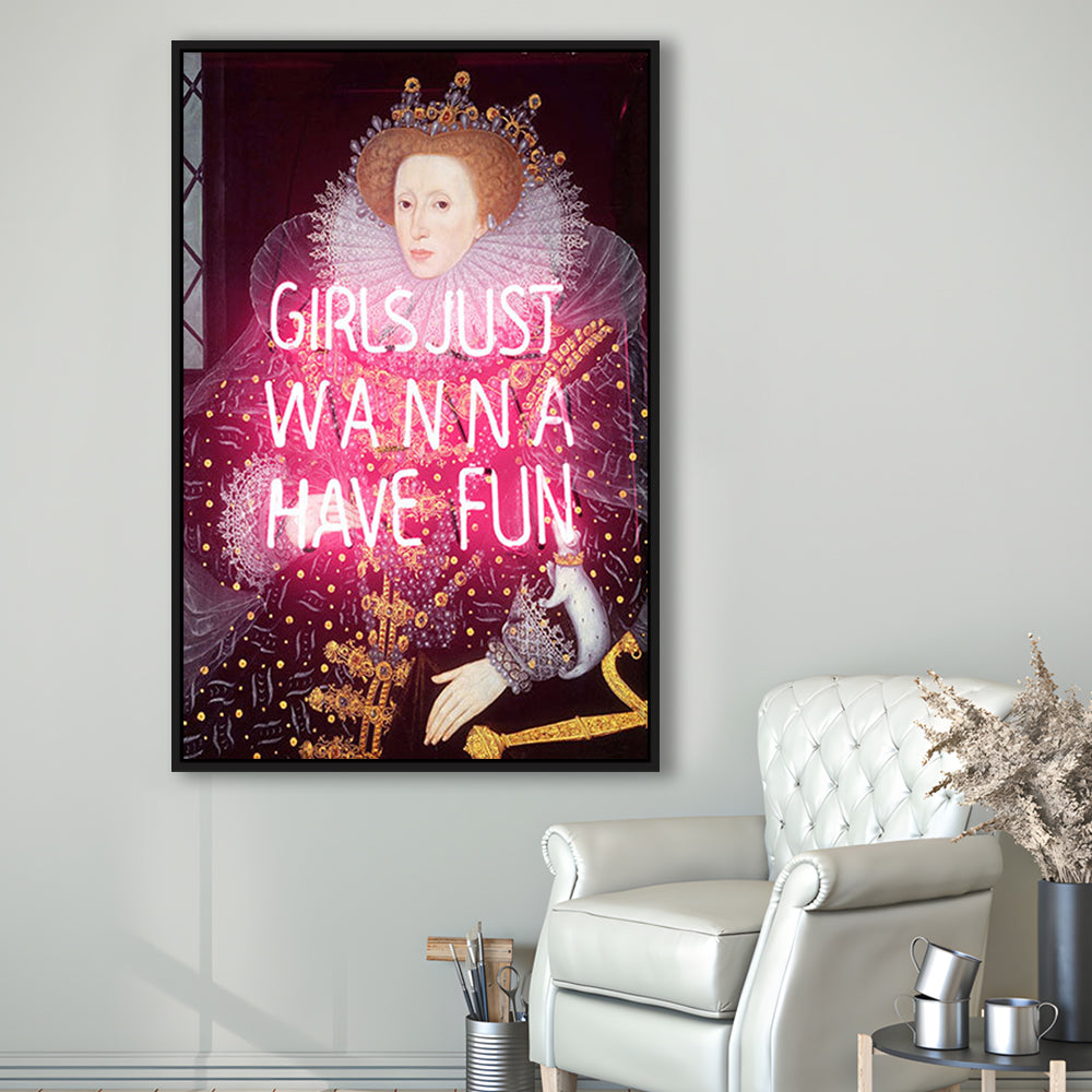 Neon Queen Altered Art Print, Pink Maximalist Print, Pink Wall Print, Framed Canvas Prints Wall Art