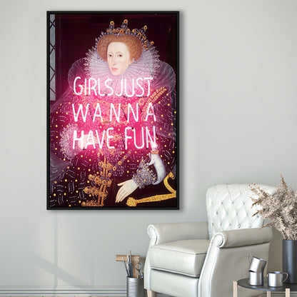 Neon Queen Altered Art Print, Pink Maximalist Print, Pink Wall Print, Framed Canvas Prints Wall Art