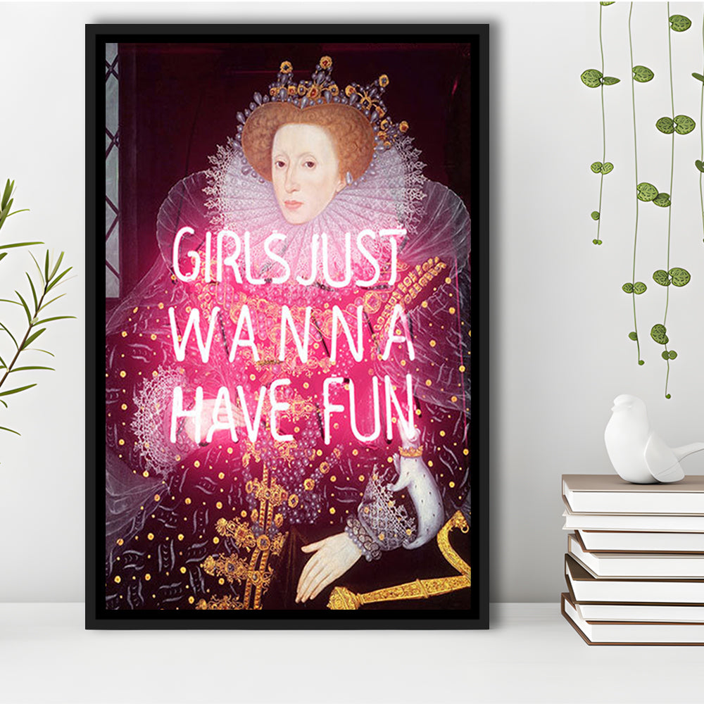Neon Queen Altered Art Print, Pink Maximalist Print, Pink Wall Print, Framed Canvas Prints Wall Art