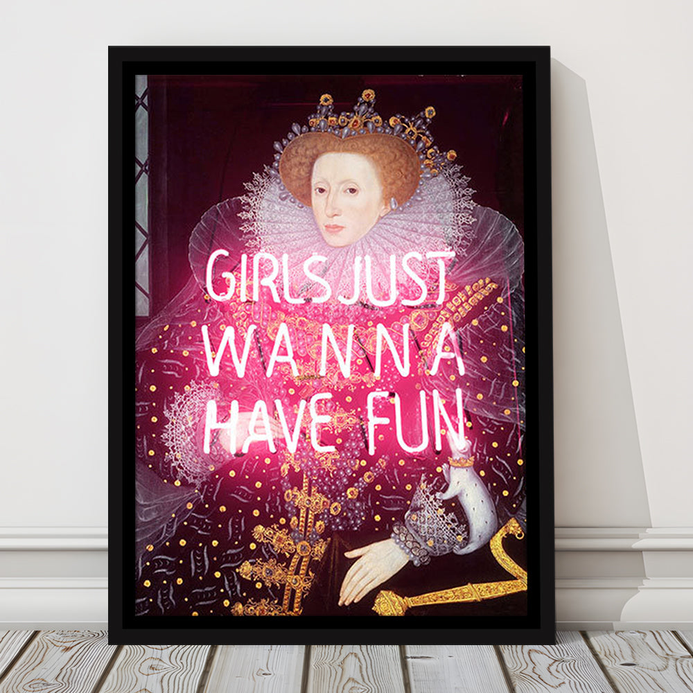 Neon Queen Altered Art Print, Pink Maximalist Print, Pink Wall Print, Framed Canvas Prints Wall Art
