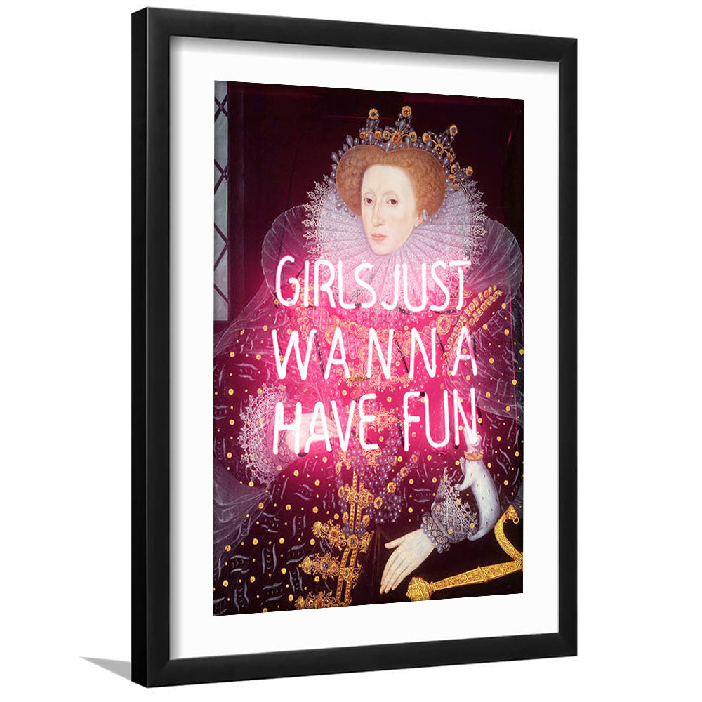 Neon Queen Altered Art Print, Pink Maximalist Print, Pink Wall Print, Framed Art Prints White Border Wall Decor