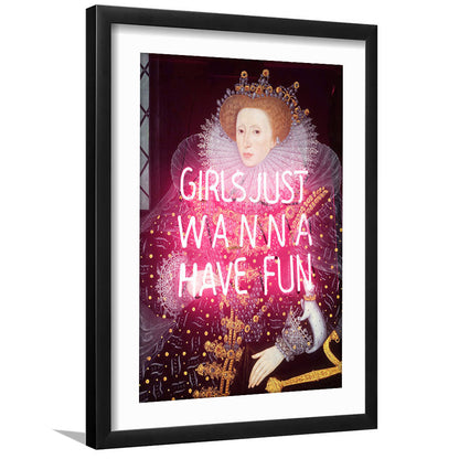 Neon Queen Altered Art Print, Pink Maximalist Print, Pink Wall Print, Framed Art Prints White Border Wall Decor