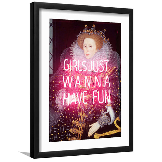 Neon Queen Altered Art Print, Pink Maximalist Print, Pink Wall Print, Framed Art Prints White Border Wall Decor