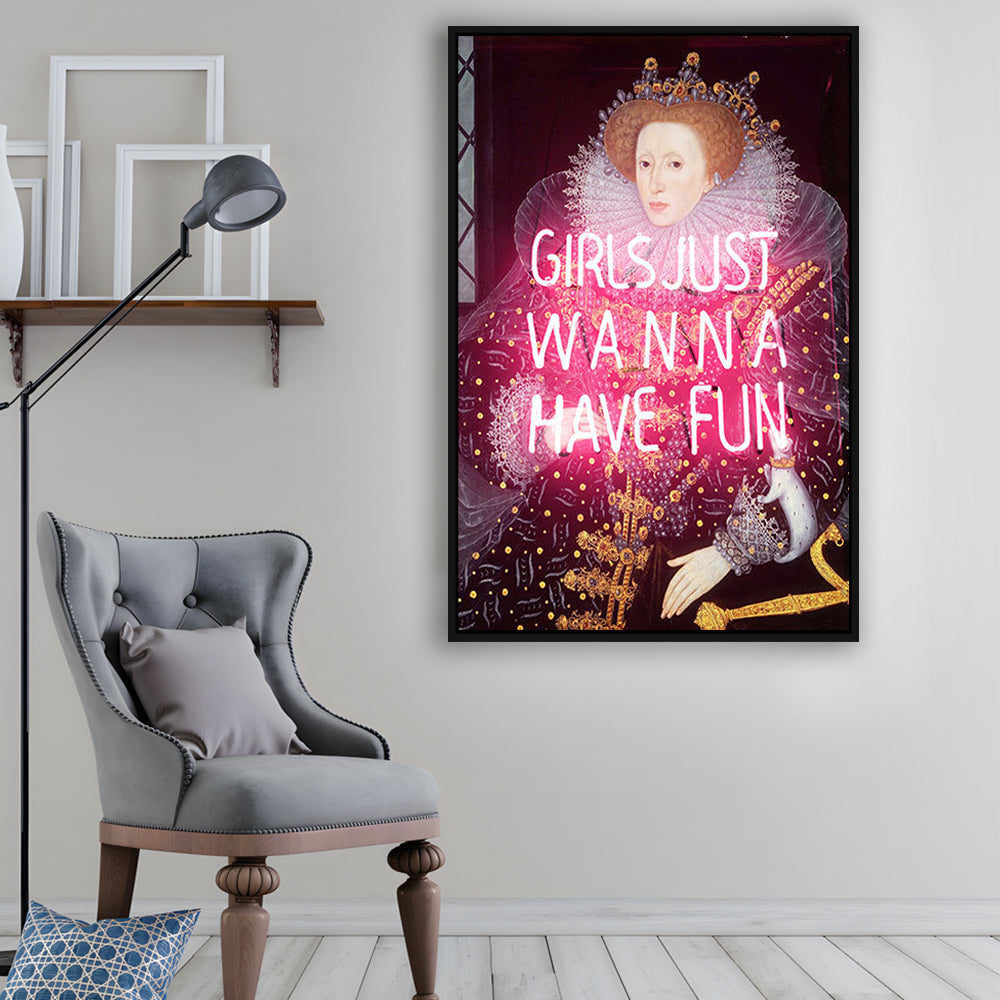 Neon Queen Altered Art Print, Pink Maximalist Print, Pink Wall Print, Framed Canvas Prints Wall Art