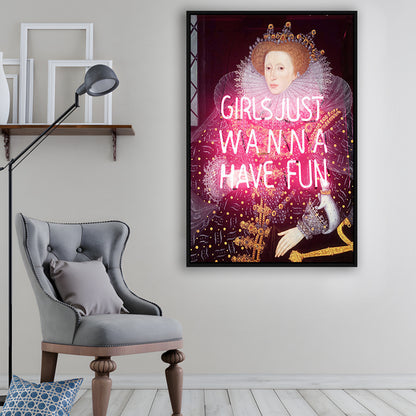 Neon Queen Altered Art Print, Pink Maximalist Print, Pink Wall Print, Framed Canvas Prints Wall Art