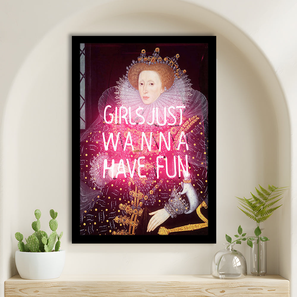 Neon Queen Altered Art Print, Pink Maximalist Print, Pink Wall Print, Framed Art Prints Wall Decor