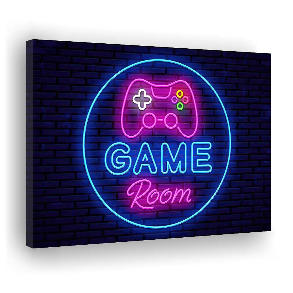 Neon Sign Art  Game Room Art Print, Canvas Print Wall Art, Wall Decor, Neon Effect Art