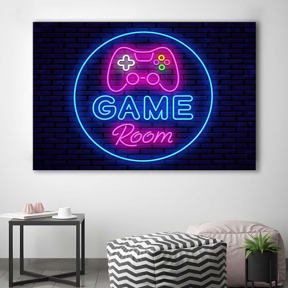 Neon Sign Art  Game Room Art Print, Canvas Print Wall Art, Wall Decor, Neon Effect Art