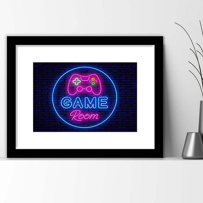 Neon Sign Art  Game Room Art Print, Framed Art Print Wall Decor, White Border, Framed Picture