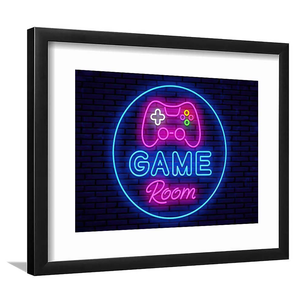 Neon Sign Art  Game Room Art Print, Framed Art Print Wall Decor, White Border, Framed Picture