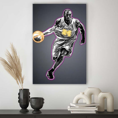 Neon Sign Effect Effect Art KB 24 Lakers, Canvas Print, Luxury Wall Art Decor, Modern Art