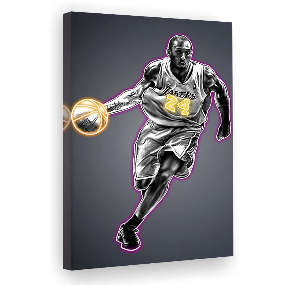 Neon Sign Effect Effect Art KB 24 Lakers, Canvas Print, Luxury Wall Art Decor, Modern Art
