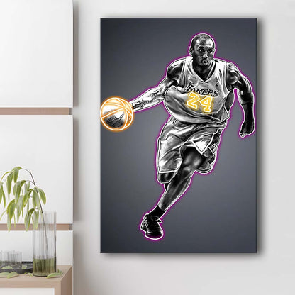 Neon Sign Effect Effect Art KB 24 Lakers, Canvas Print, Luxury Wall Art Decor, Modern Art