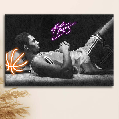 Neon Sign Effect Art  Kb Basketball Art Print, Canvas Print Wall Art, Wall Decor, Neon Effect Art