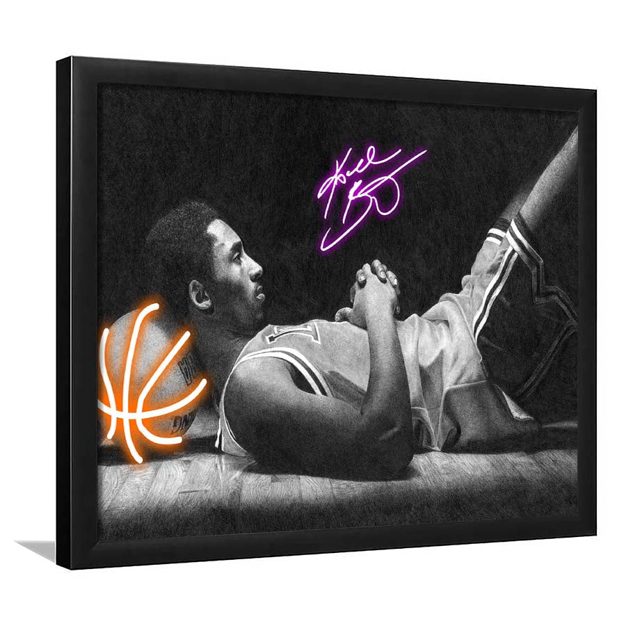 Neon Sign Effect Art  Kb Basketball Art Print, Framed Art Print Wall Decor, Neon Art Print, Picture Framed