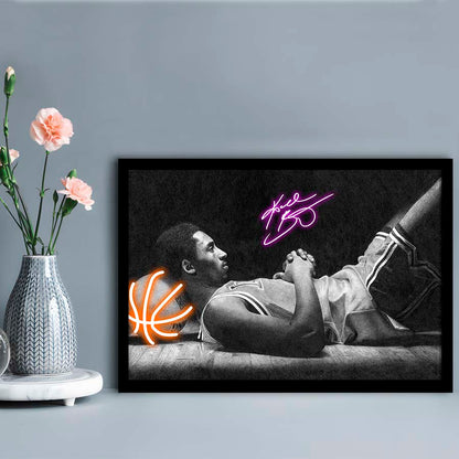 Neon Sign Effect Art  Kb Basketball Art Print, Framed Art Print Wall Decor, Neon Art Print, Picture Framed