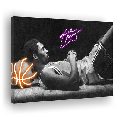 Neon Sign Effect Art  Kb Basketball Art Print, Canvas Print Wall Art, Wall Decor, Neon Effect Art