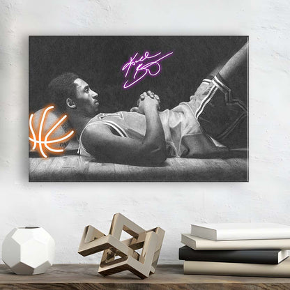 Neon Sign Effect Art  Kb Basketball Art Print, Canvas Print Wall Art, Wall Decor, Neon Effect Art