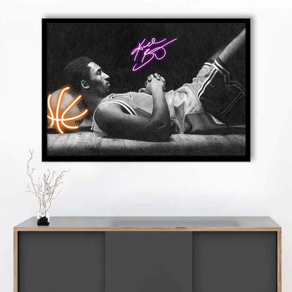 Neon Sign Effect Art  Kb Basketball Art Print, Framed Art Print Wall Decor, Neon Art Print, Picture Framed